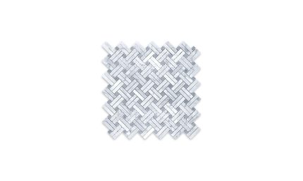 White Carrara Basketweave Stanza with Blue Dot