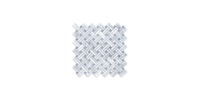 White Carrara Basketweave Stanza with Blue Dot