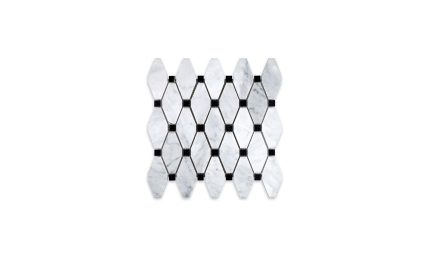 White Carrara Octagon Elongated Black Dot