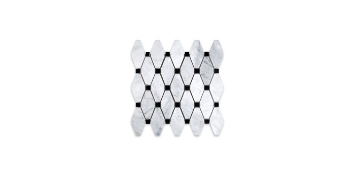 White Carrara Octagon Elongated Black Dot