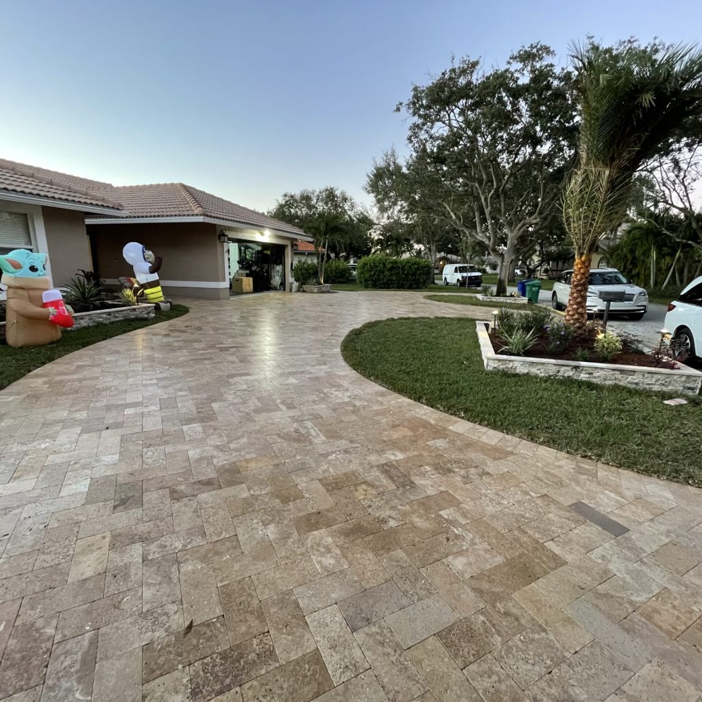 What happens if you put bleach on travertine pavers